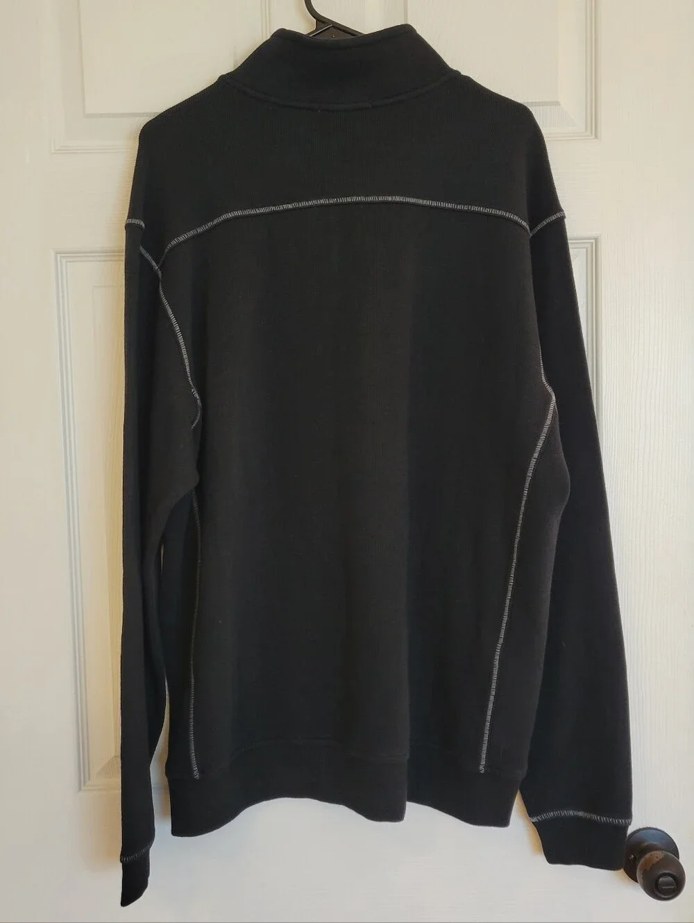 Tommy Bahama Relax Fit 1/4 Zip Knit Cotton Pullover Sweatshirt Black